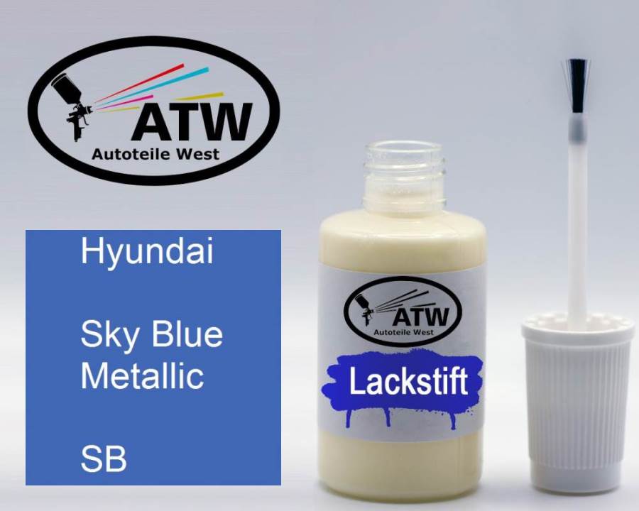 Hyundai, Sky Blue Metallic, SB: 20ml Lackstift, von ATW Autoteile West.